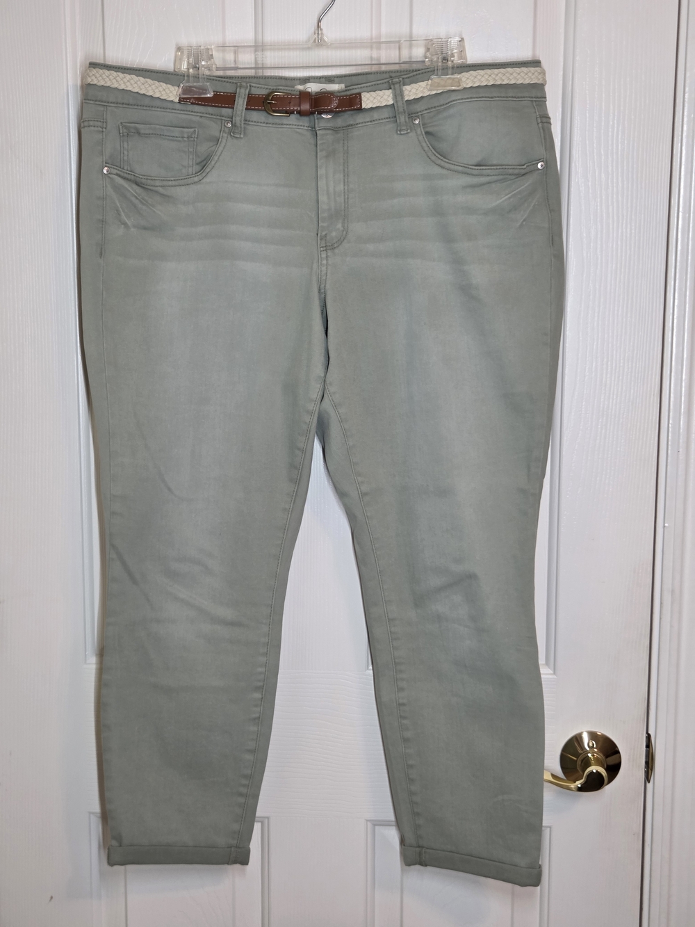 Jessica Simpson Cropped Sage Green Stretch Jeans